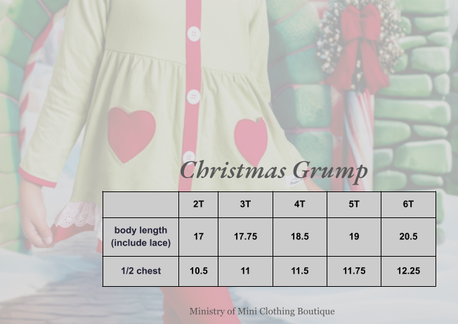 Christmas Grump Green Tunic Set with Red Heart