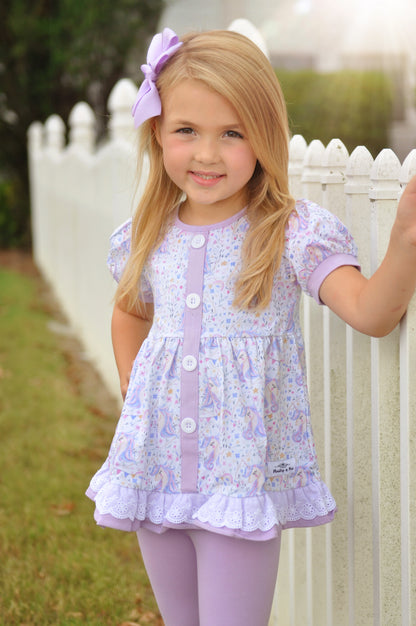 Floral Unicorns Tunic Set