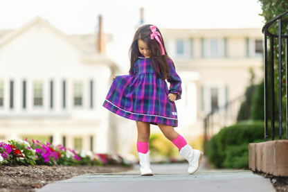 Fall Purple Plaid Long Sleeve Dress Mini May Fall Purple Plaid Long Sleeve Dress Mini May