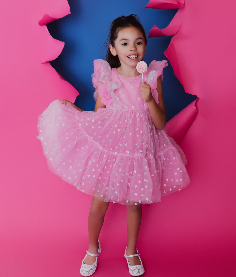 Valentine Hearts Pink Tulle Dress