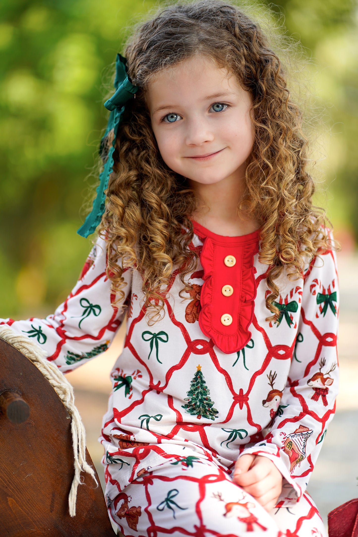 Santa's Teddy Bear Party Girls Pajama Set