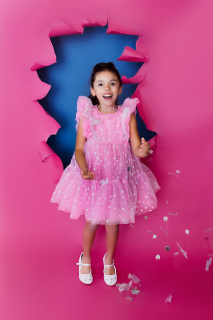 Valentine Hearts Pink Tulle Dress