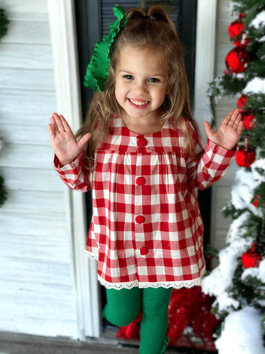 Holiday Red Plaid Flannel Tunic Set